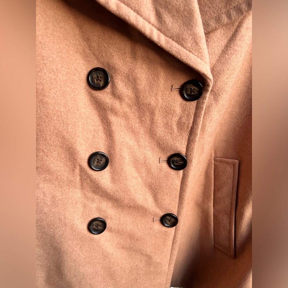 π Old Navy Camel Double-Breasted Peacoat Jacket XXL Classic Warm Wool Blend Coat - Picture 6 of 15